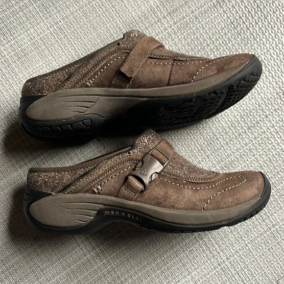 Merrell Encore Sidestep J66626 Brown Leather Slip On Mules Shoes - Picture 2 of 8